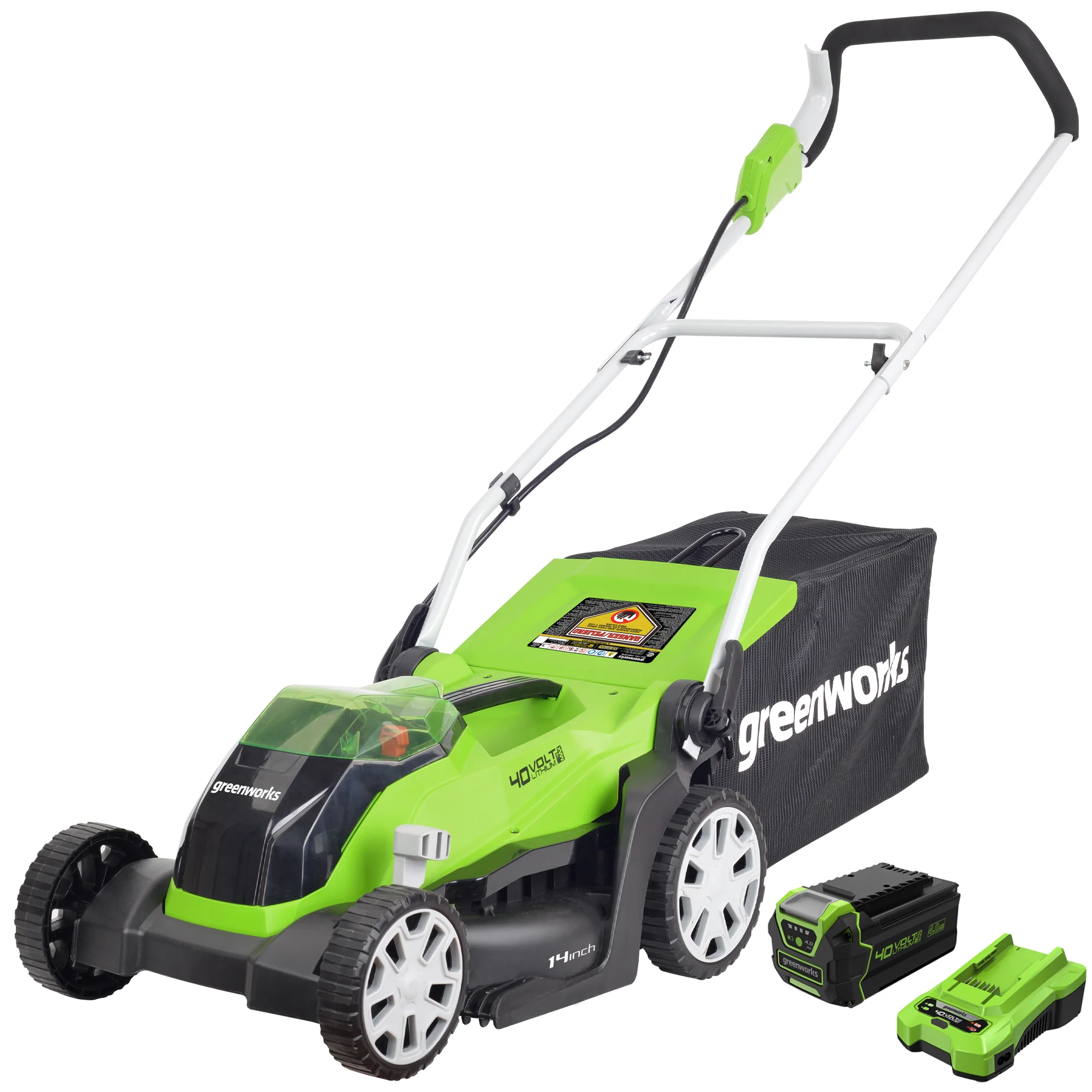 40V 14 Cordless Battery Push Lawn Mower w/ 4.0Ah Battery & Charger