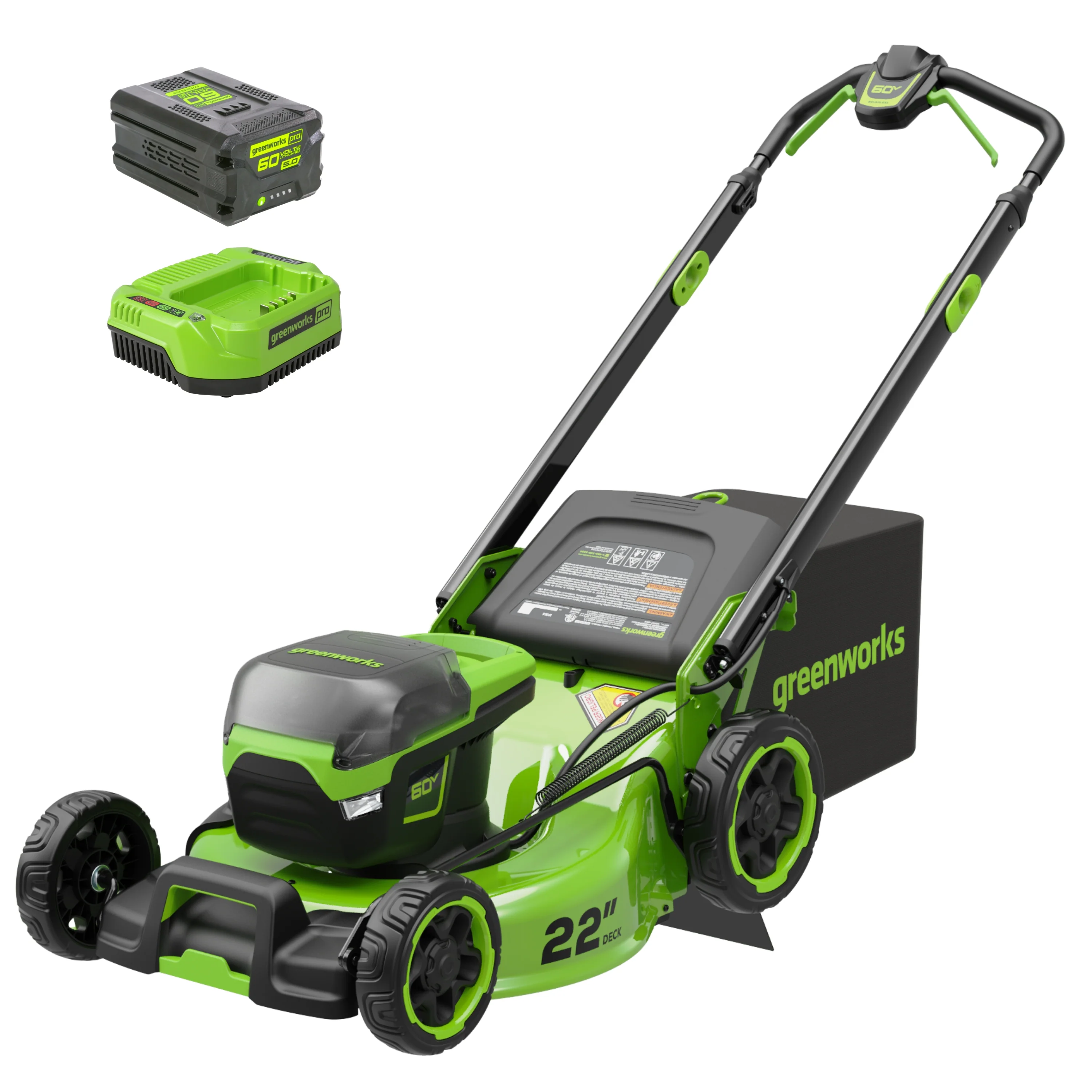 60V 22 Cordless Battery Push Lawn Mower w/ 5.0Ah Battery & Charger