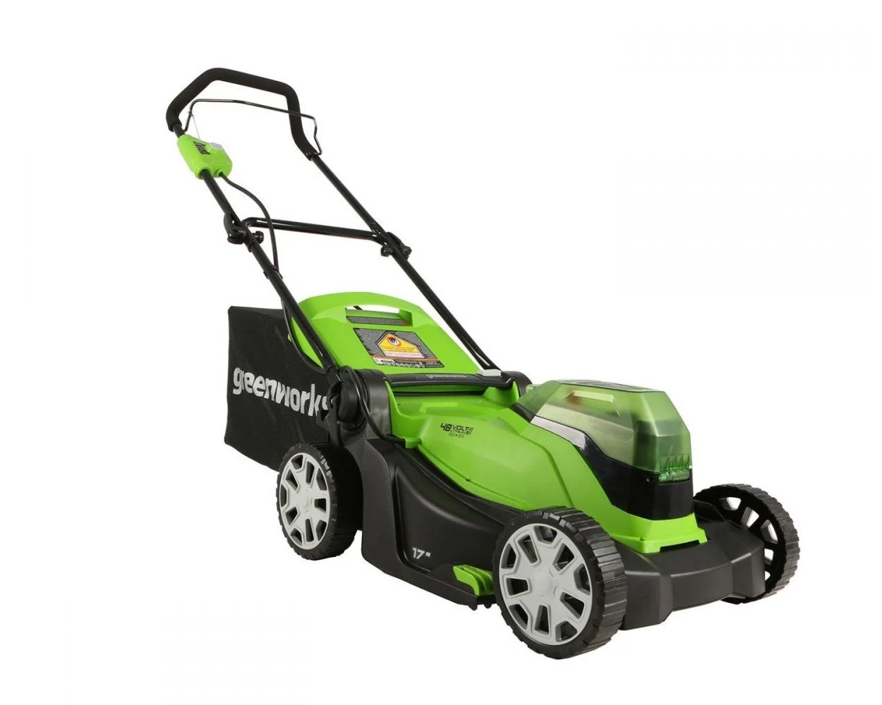 48V (2x24V) 17 Cordless Battery Push Lawn Mower w/ Two (2) 4.0Ah USB Batteries & Dual Port Charger