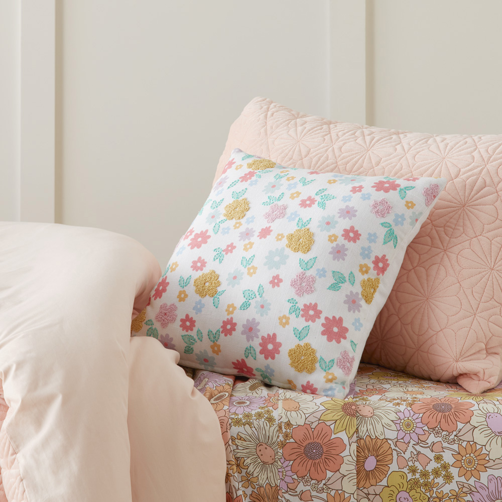Decorator White Blissful Bloom Cushion