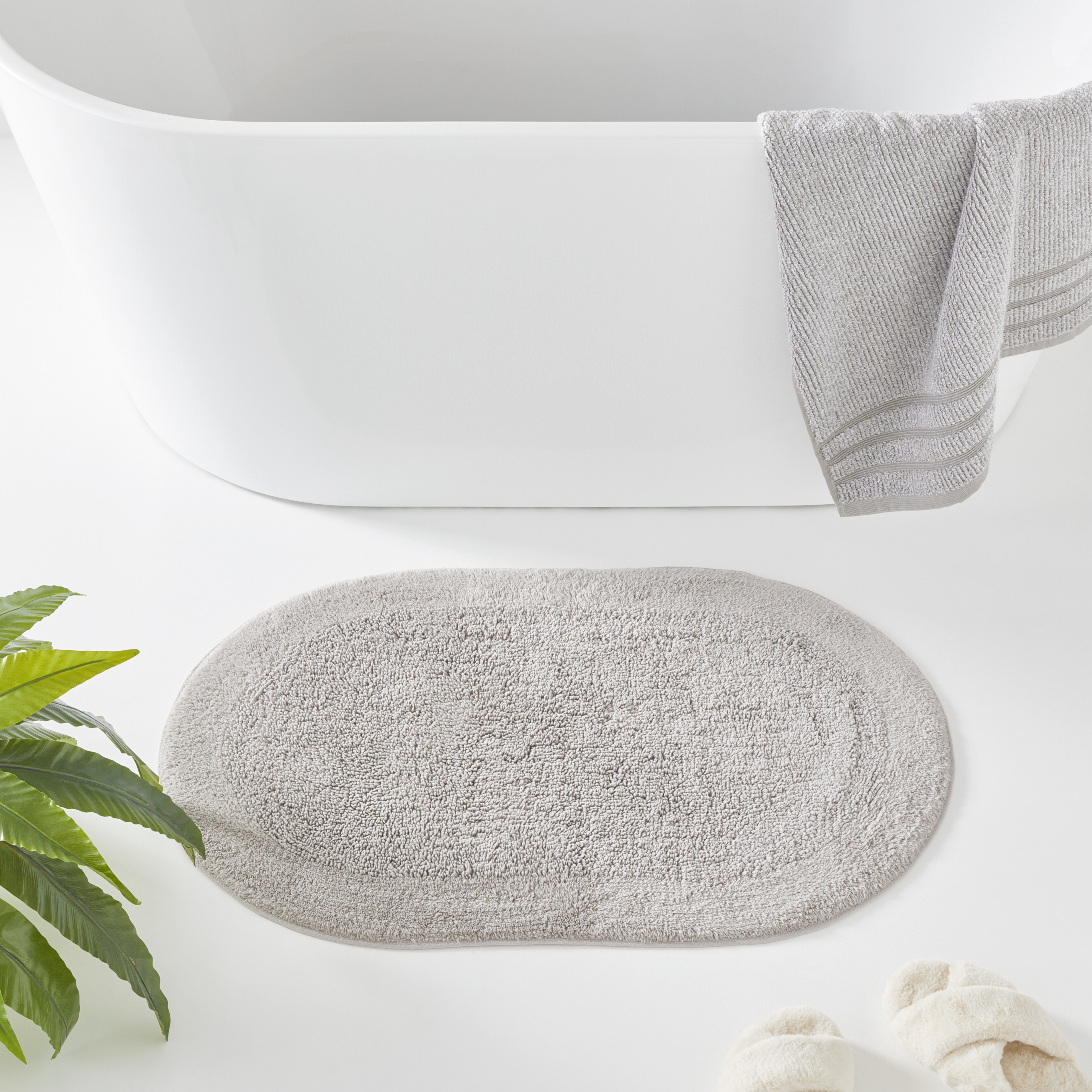 Nicola Moonrock Combed Cotton Oval Bath Mat