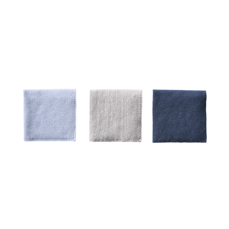 Leda Steel Blue Bamboo Cotton Dishcloth Pack of 3