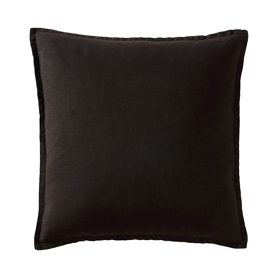 Belgian Black Vintage Washed Linen Cushion
