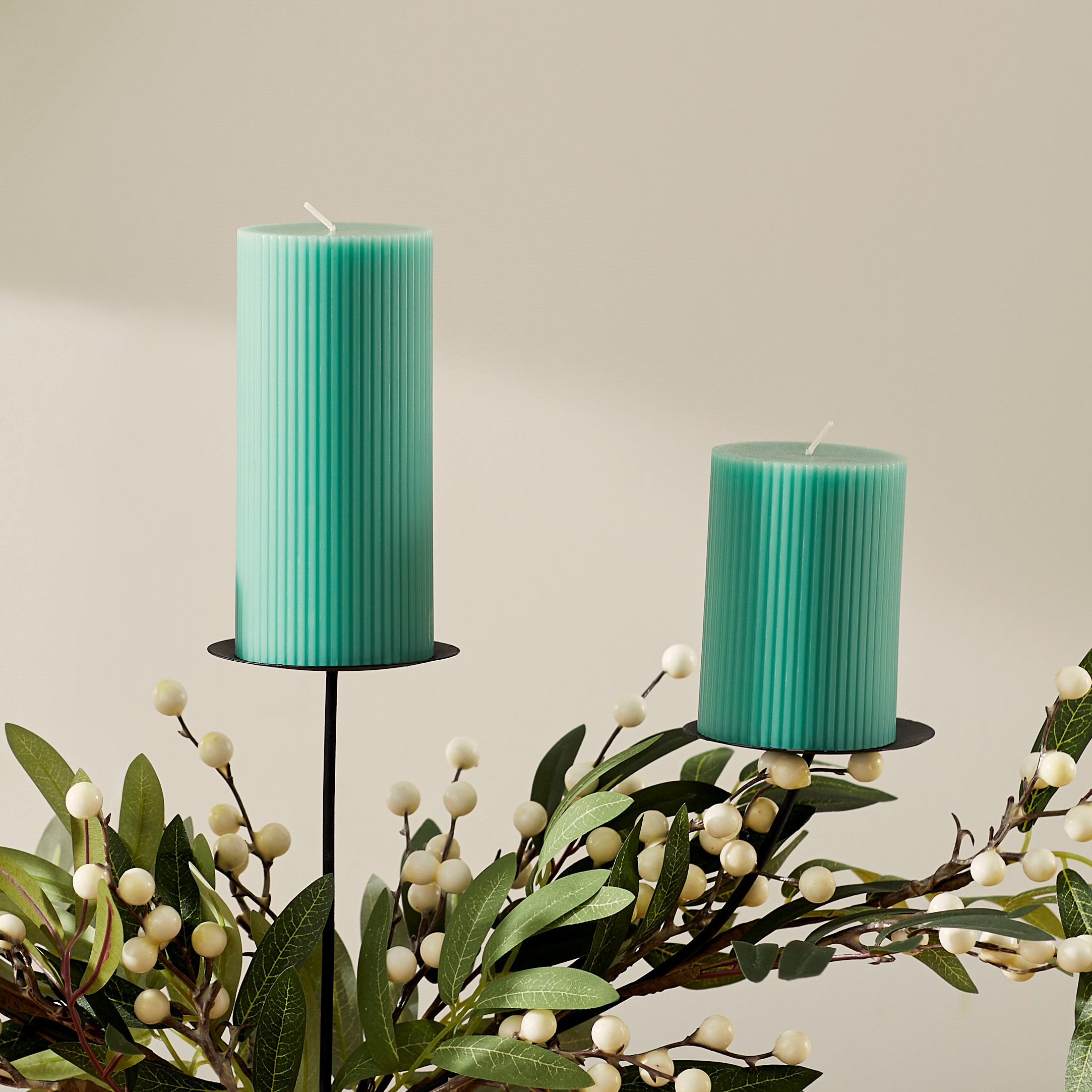 Christmas Pillar Green Candle