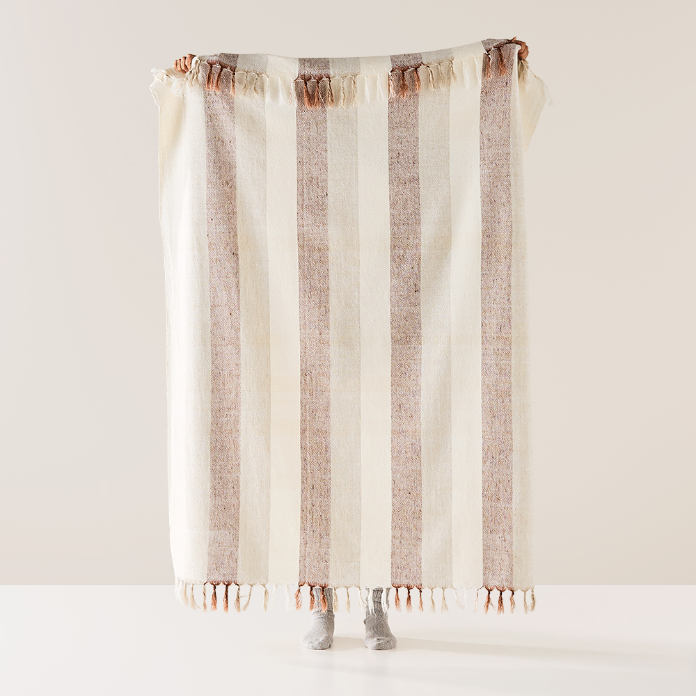 Cabo Natural & Chestnut Stripe Throw