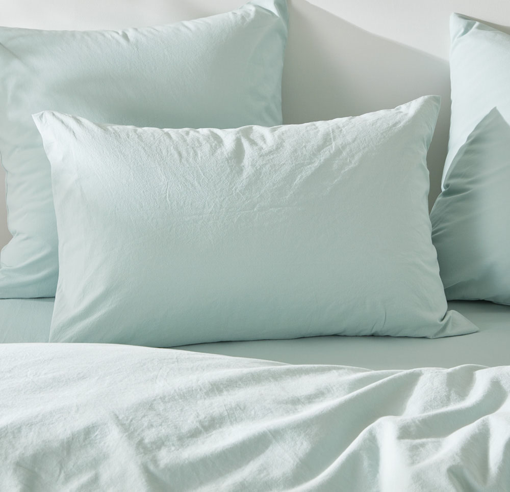 Stonewashed Cotton Mint Pillowcases