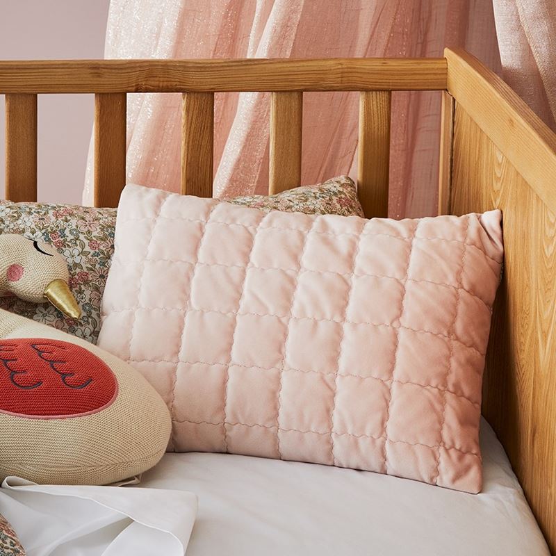 Florence Blush Velvet Quilted Cot Quilt Cover Set