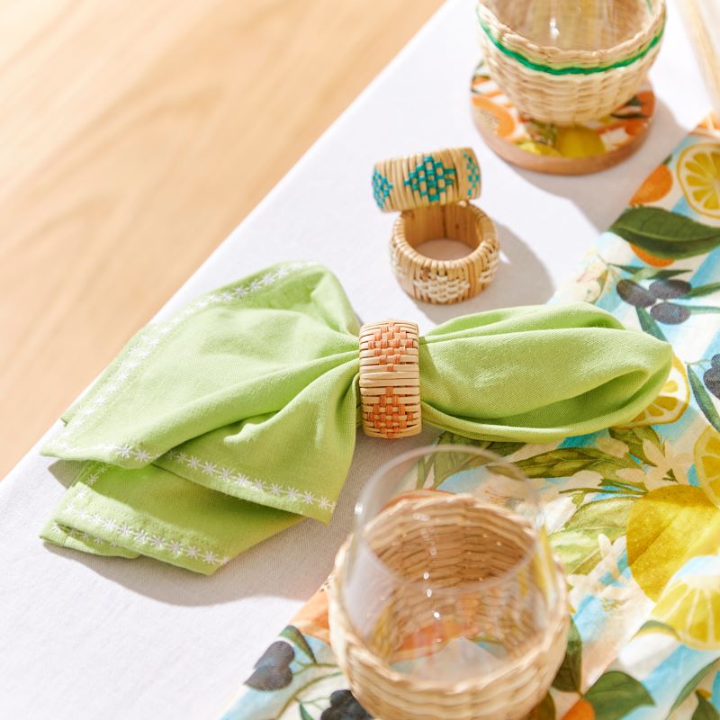 Tuscan Natural & Coral Napkin Ring Pack of 2