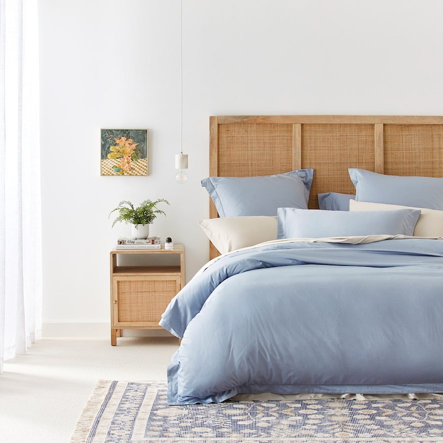 600TC Bamboo Cotton Pastel Blue Quilt Cover Separates