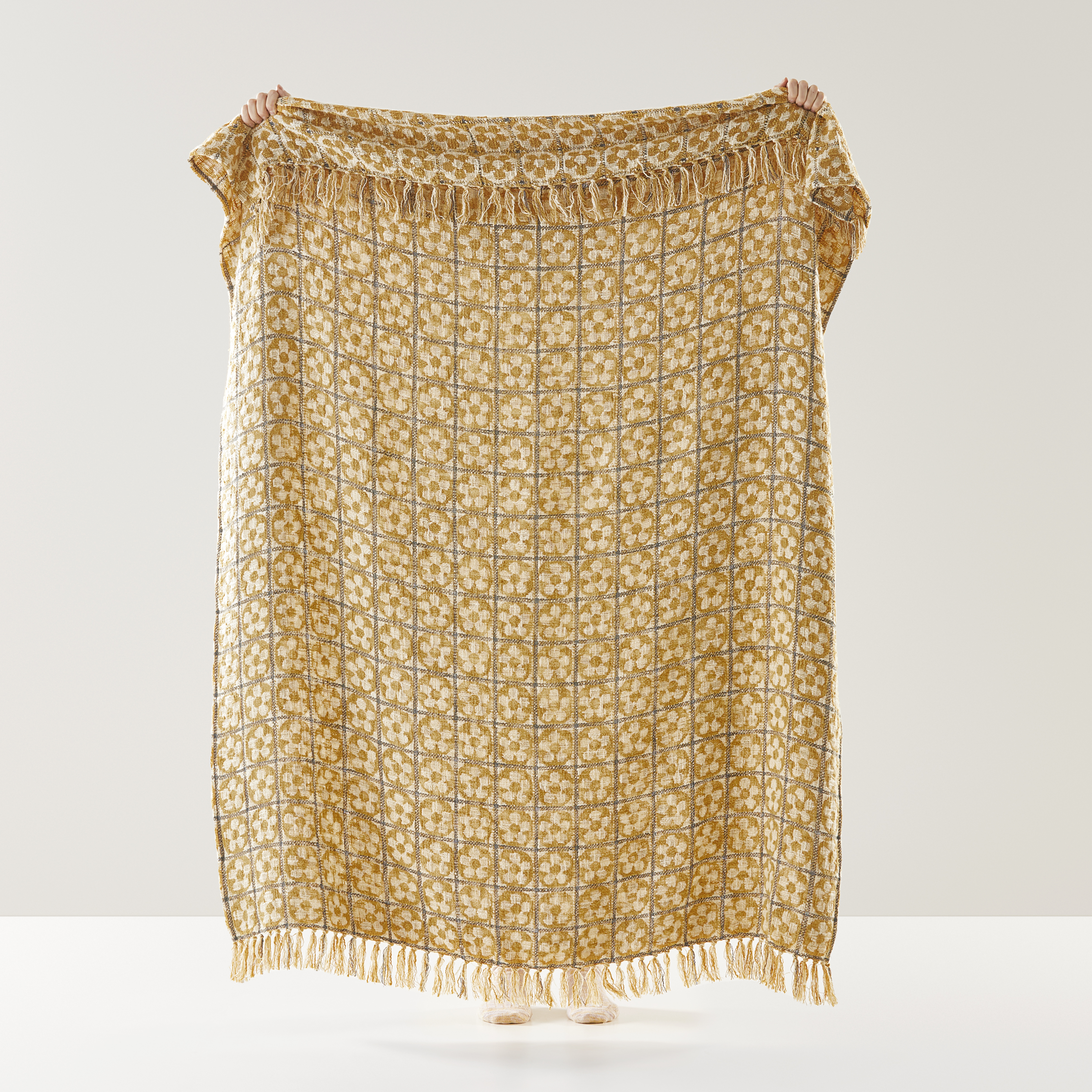 Neesha Mustard Check Throw