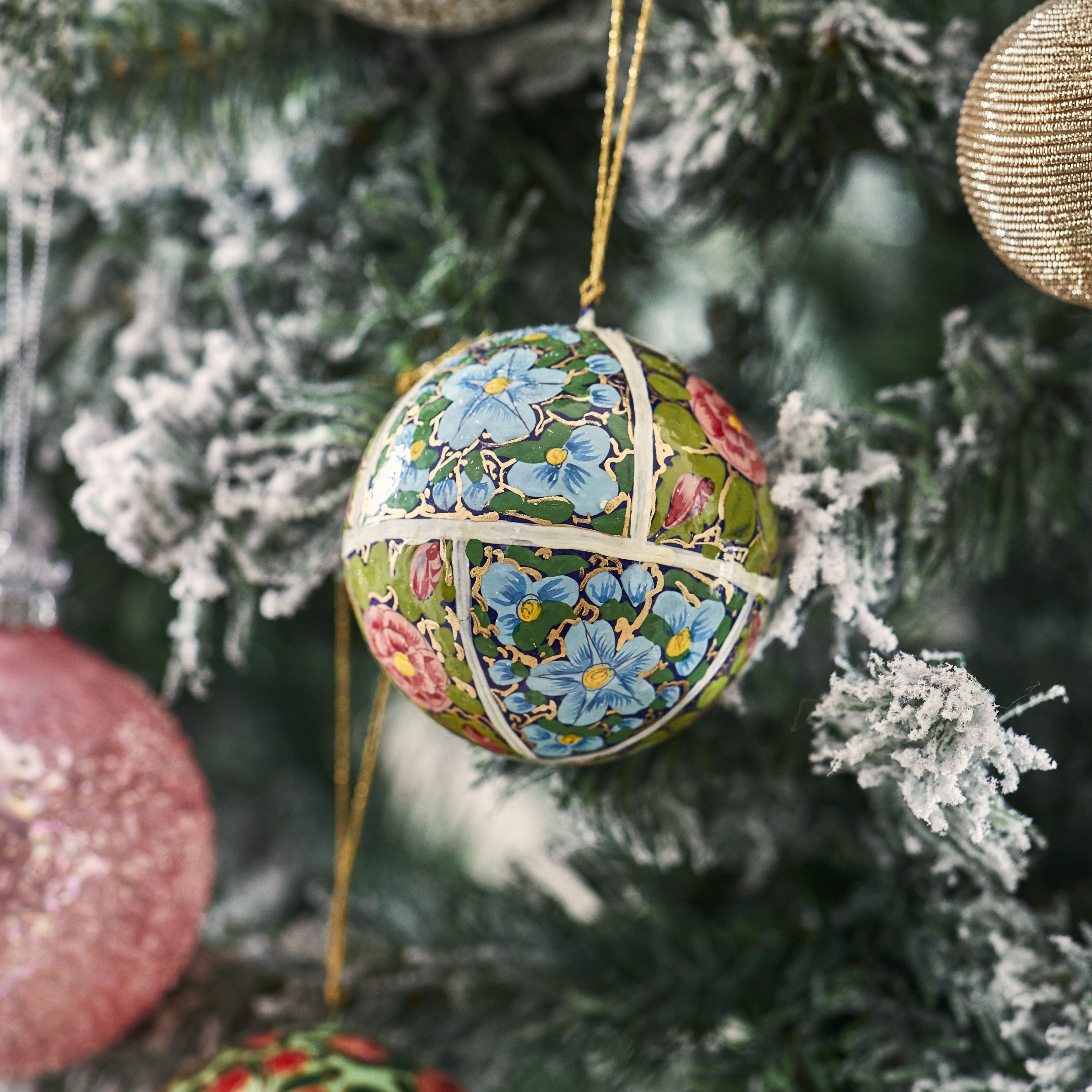 Luxe Patchwork Artisanal Papier Mache Bauble