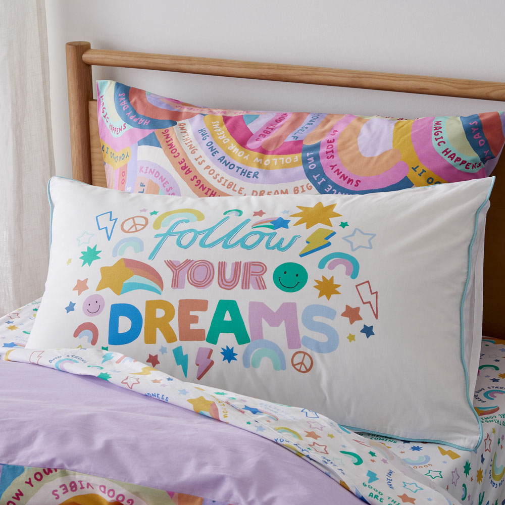 Follow Your Dreams Kids Text Pillowcase