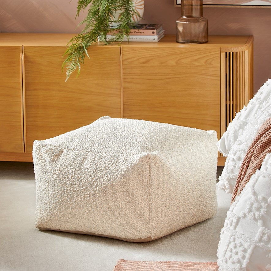 Burleigh Ivory Boucle Pouf