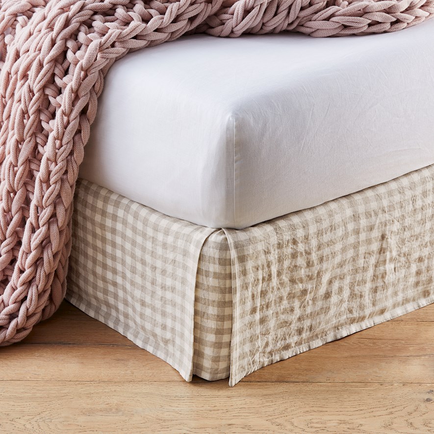 Vintage Washed Linen Check Linen Valance