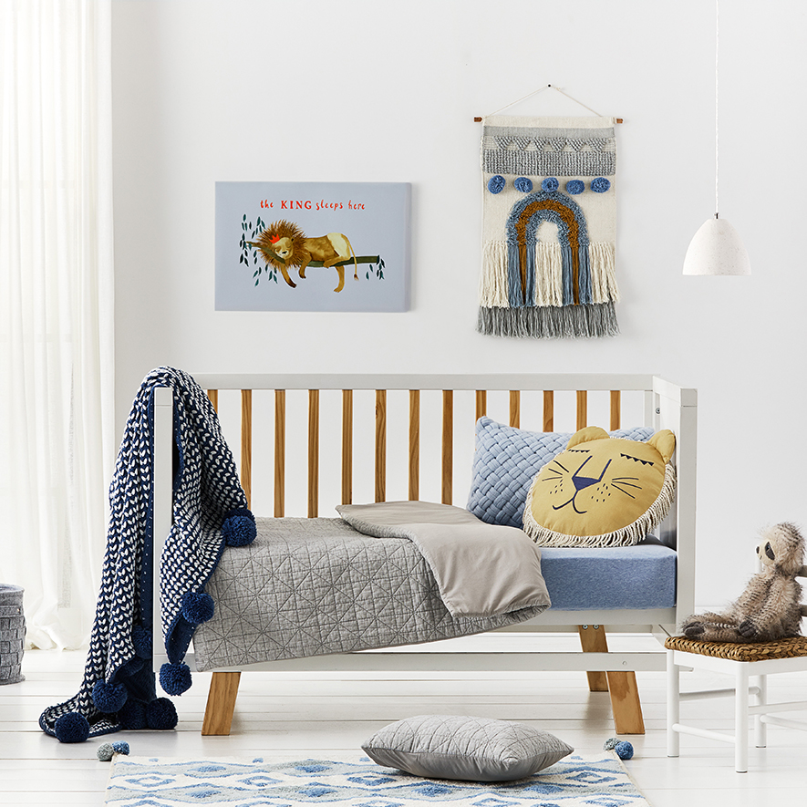 Elvis Grey Quilted Cot Quilt Cover Set