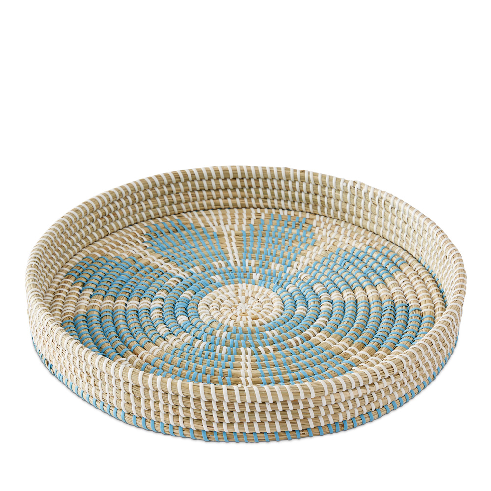 Bahama Blue Flower Round Tray