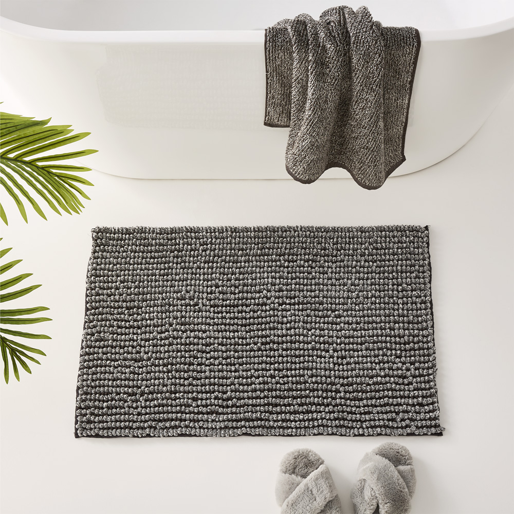 Microplush Graphite Marle Bobble Bath Mat
