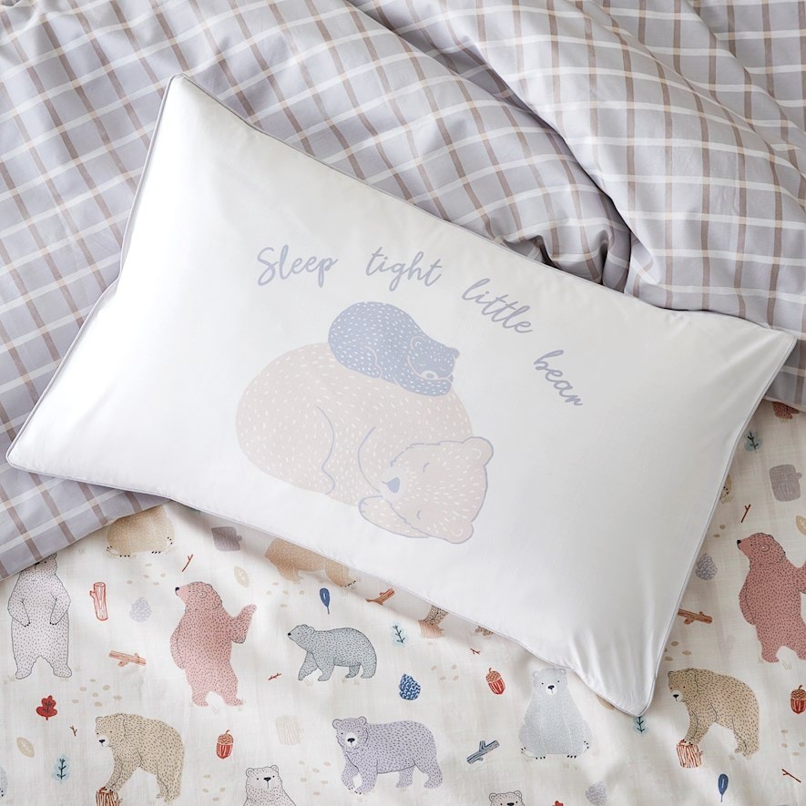 Sleep Tight Little Bear White Text Pillowcase