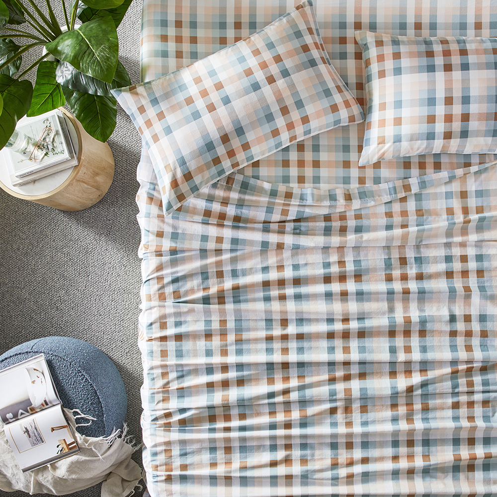 Dust Storm Petrol Check Printed Sheet Set