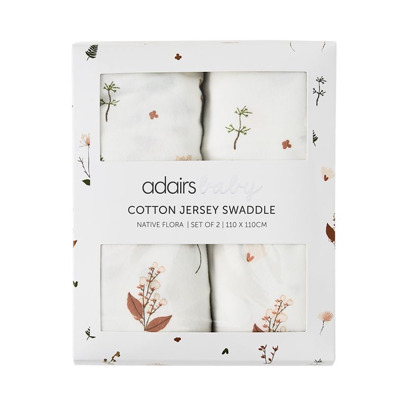 Native Flora White Jersey Swaddle Pack of 2