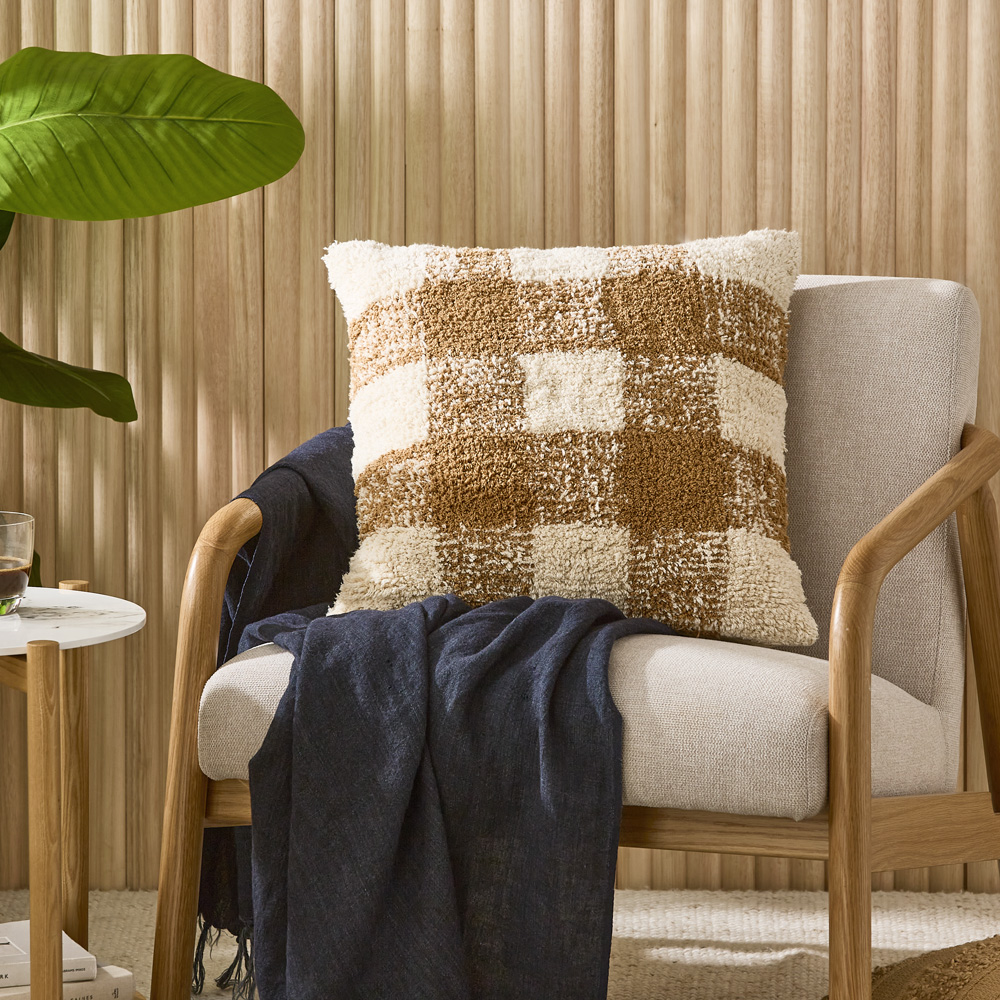 Sadie Deep Tobacco Check Cushion