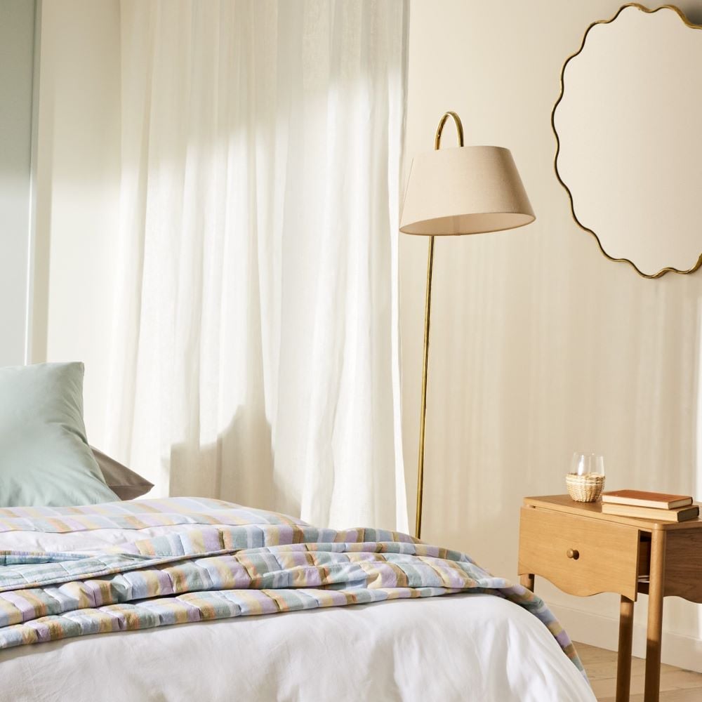 Broadway Gold & Natural Floor Light