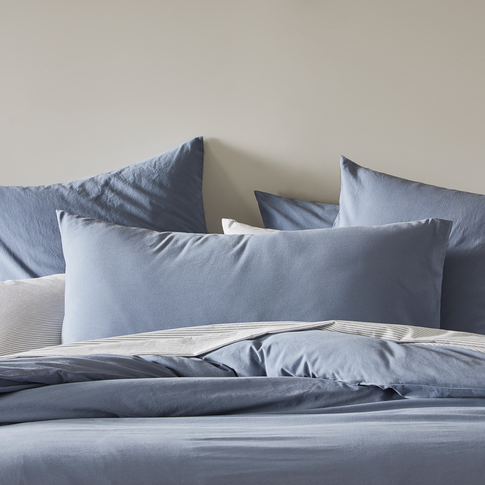 Stonewashed Cotton Storm Blue Pillowcases