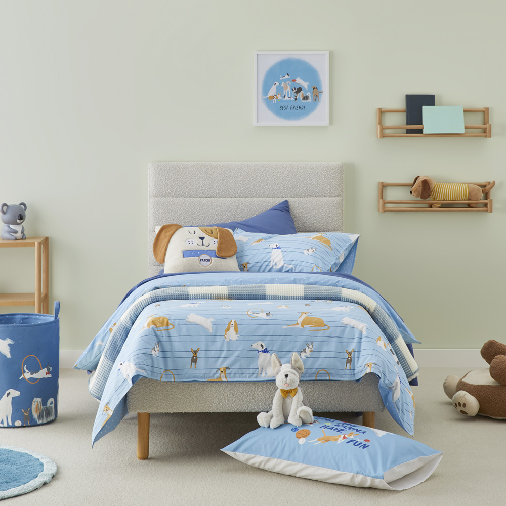 Puppy Love Blue Quilt Cover Set