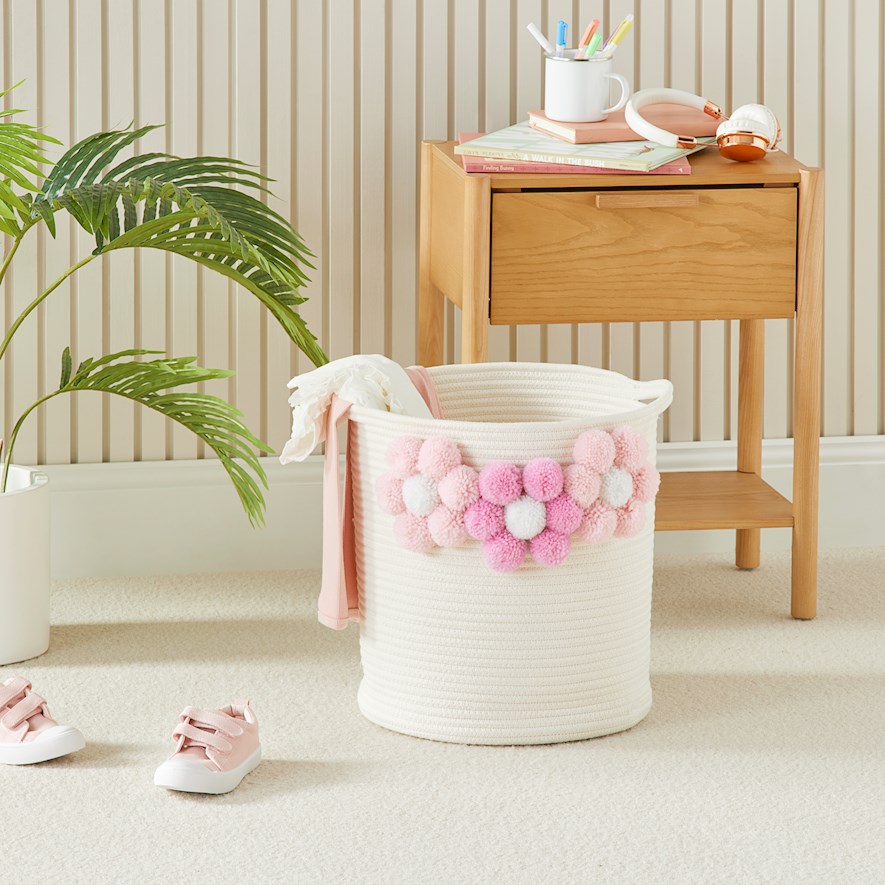 Designer Pom Pom Burst Decorative Basket