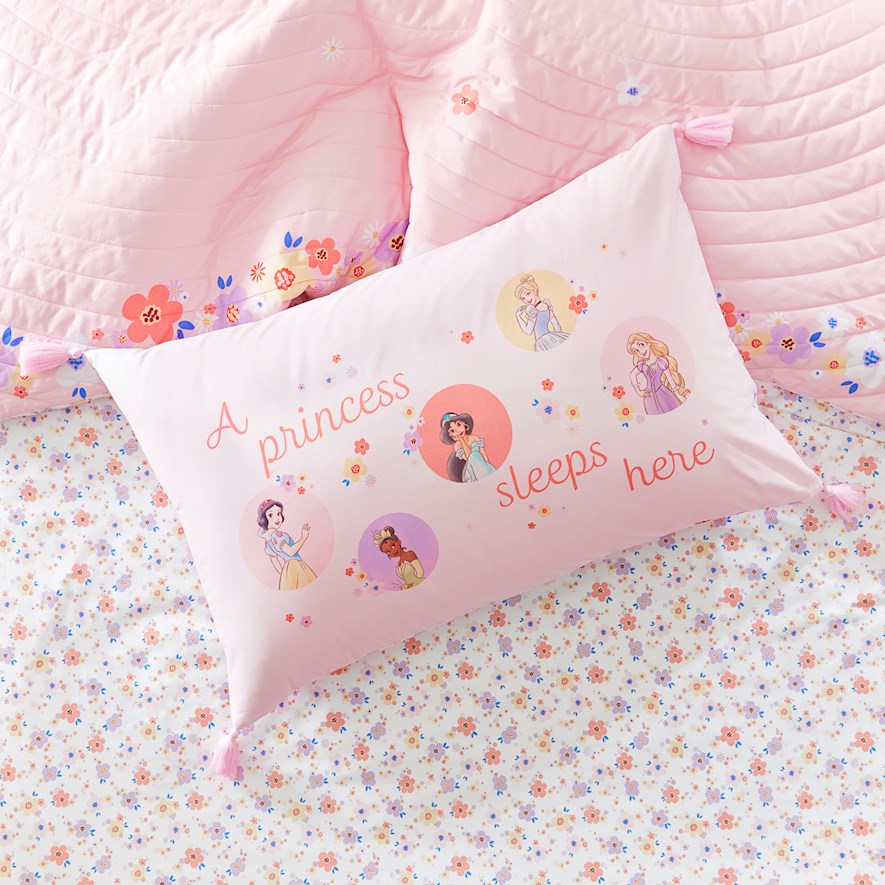 Disney Princess A Princess Sleeps Here Text Pillowcase