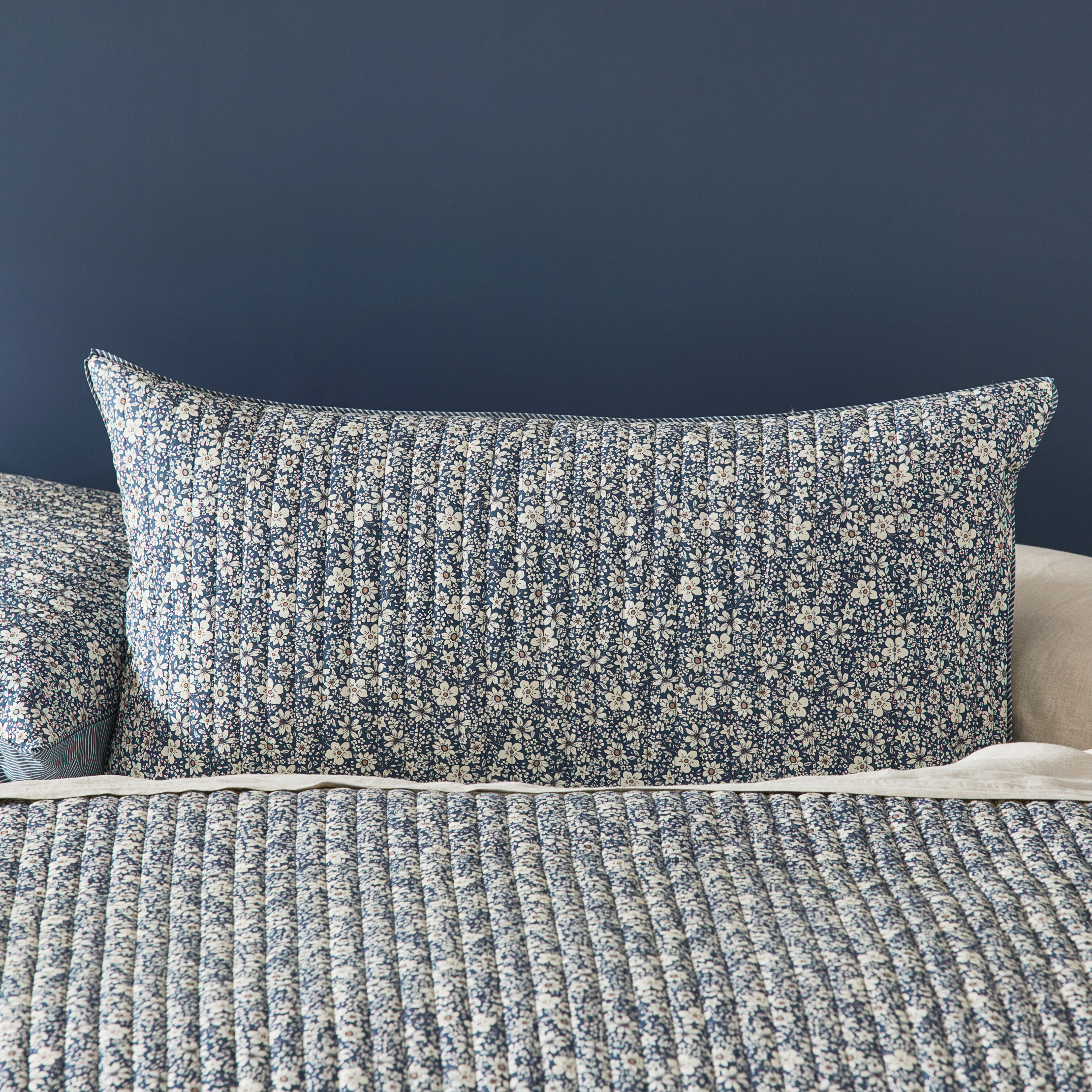 Eliza Storm Blue Quilted Pillowcases