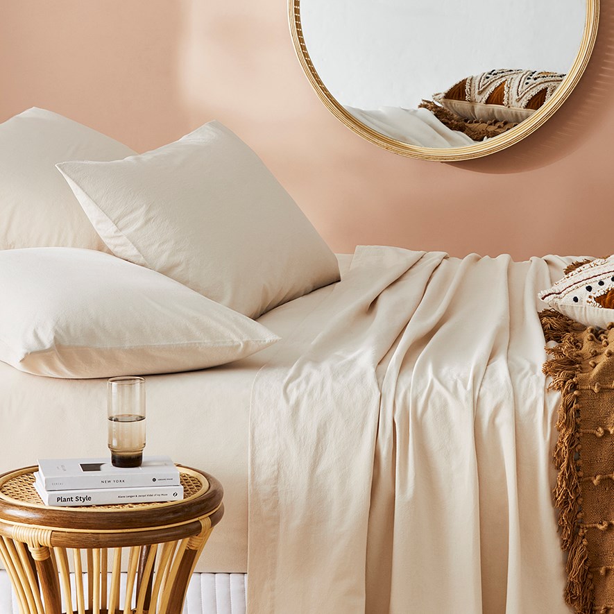 Stonewashed Cotton Sand Sheet Set