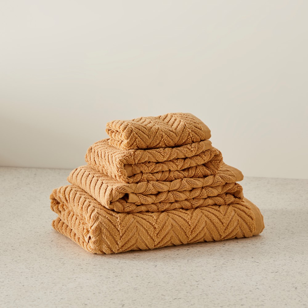 Mimosa Textured Honey Marle Towel Range