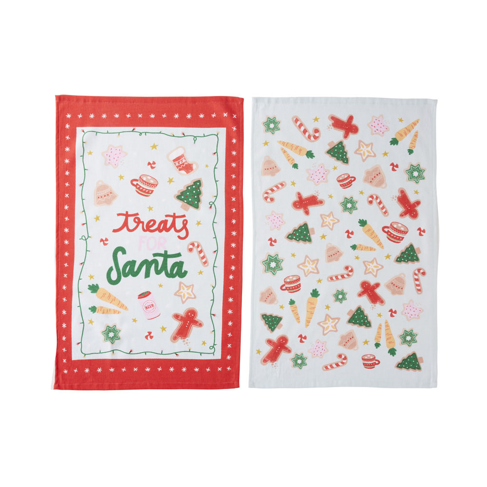Treats For Santa Christmas Tea Towels 2 Pack