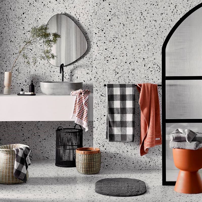 Nicola Coal Combed Cotton Oval Bath Mat