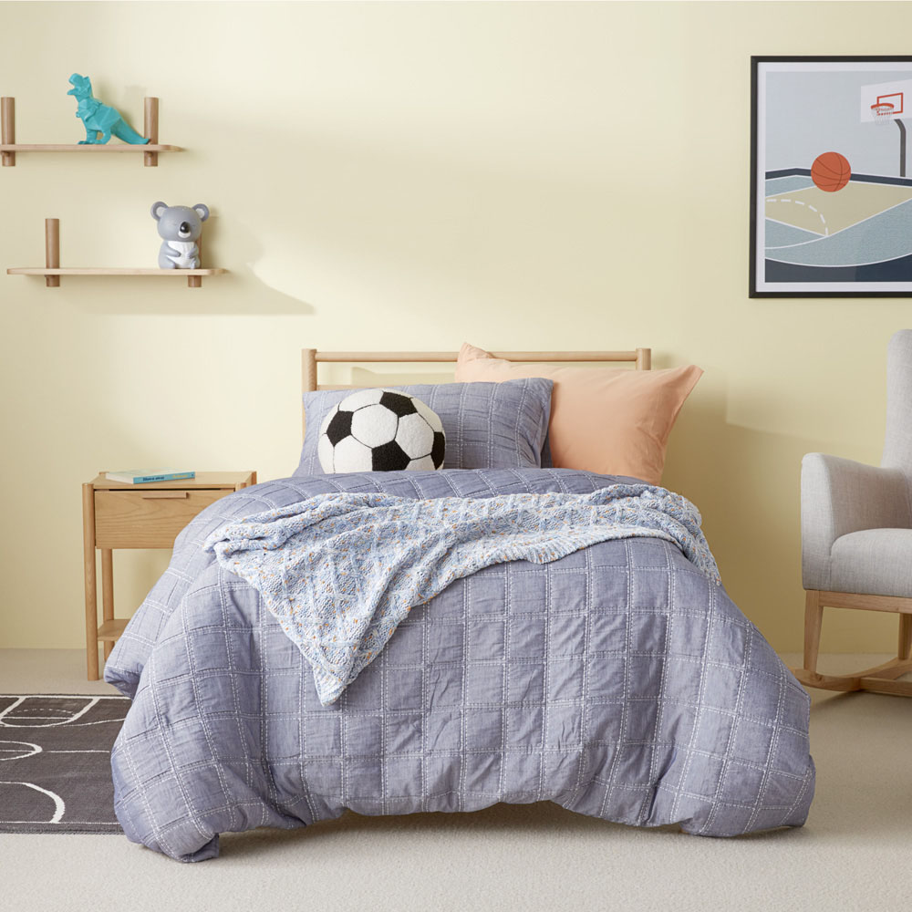 Thomas Patchwork Indigo Chambray Quilted Quilt Cover Set