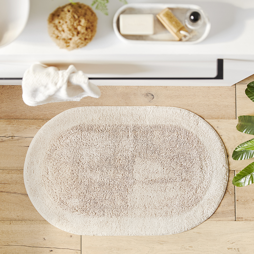 Nicola Beach Combed Cotton Oval Bath Mat