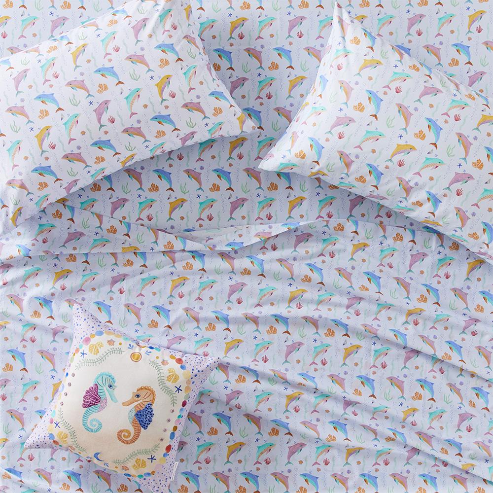Karina Jambrak Dolphin Dance Pastel Azure Sheet Set