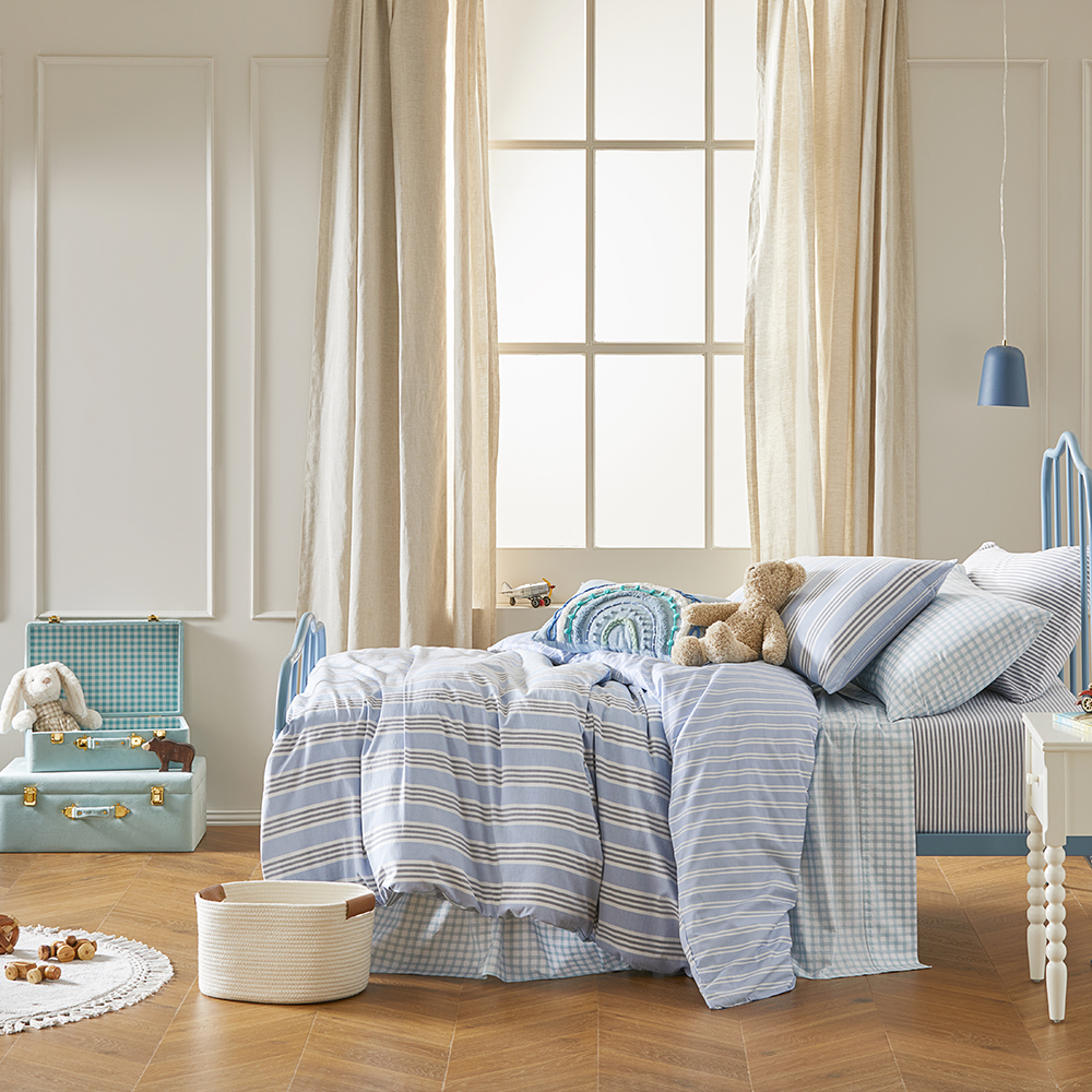 Heirloom Theodore Yarn Dyed Blue Stripe Quilt Cover Set