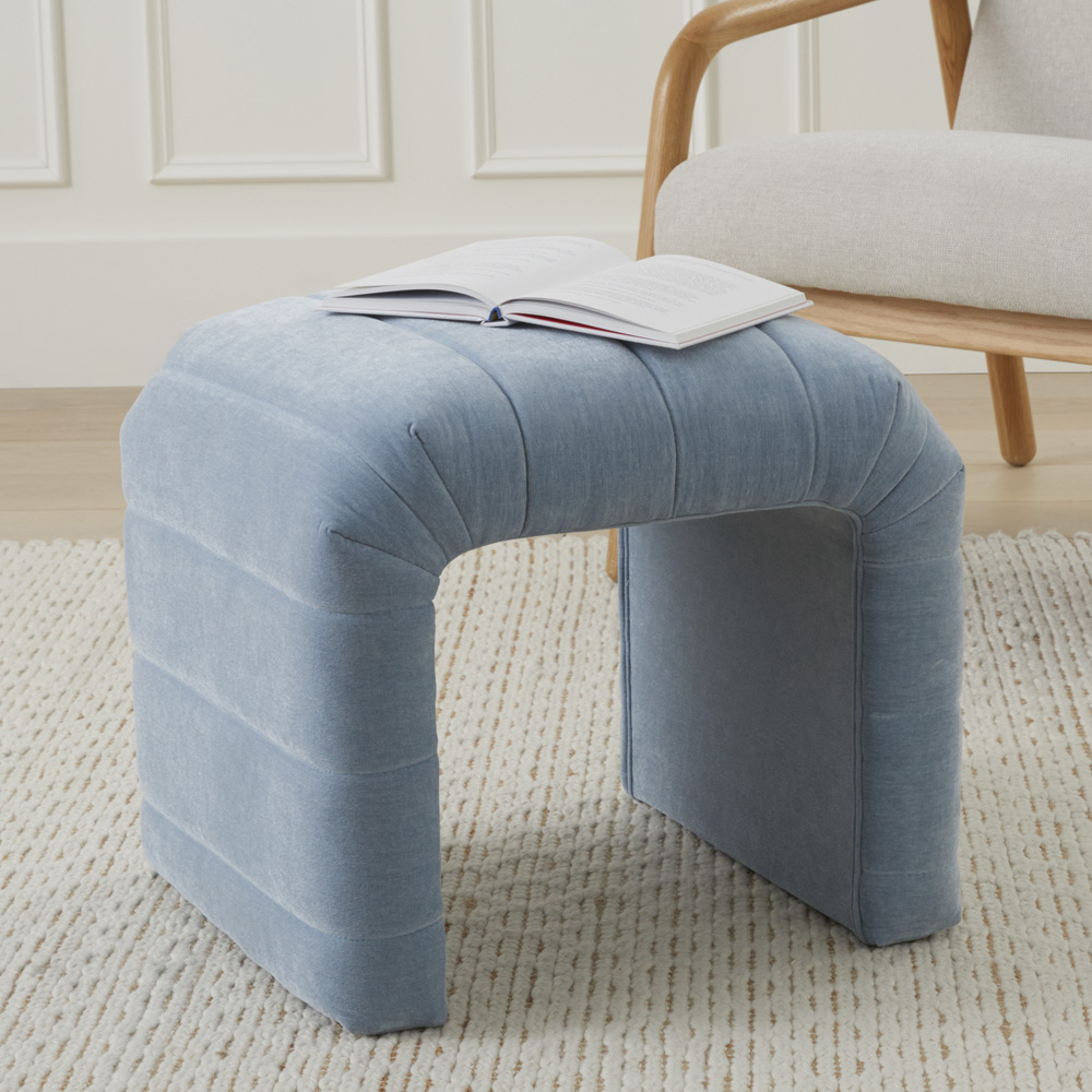 Carson Soft Blue Ottoman