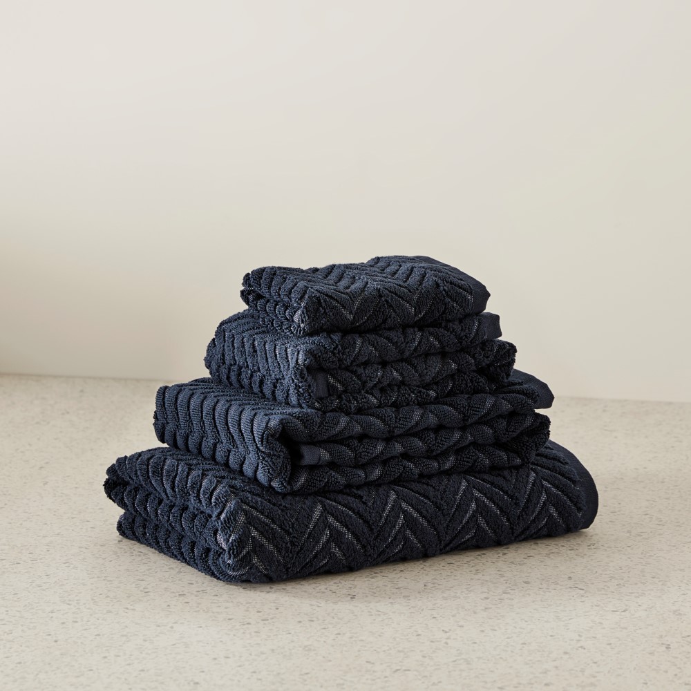 Mimosa Navy Marle Textured Towel Range