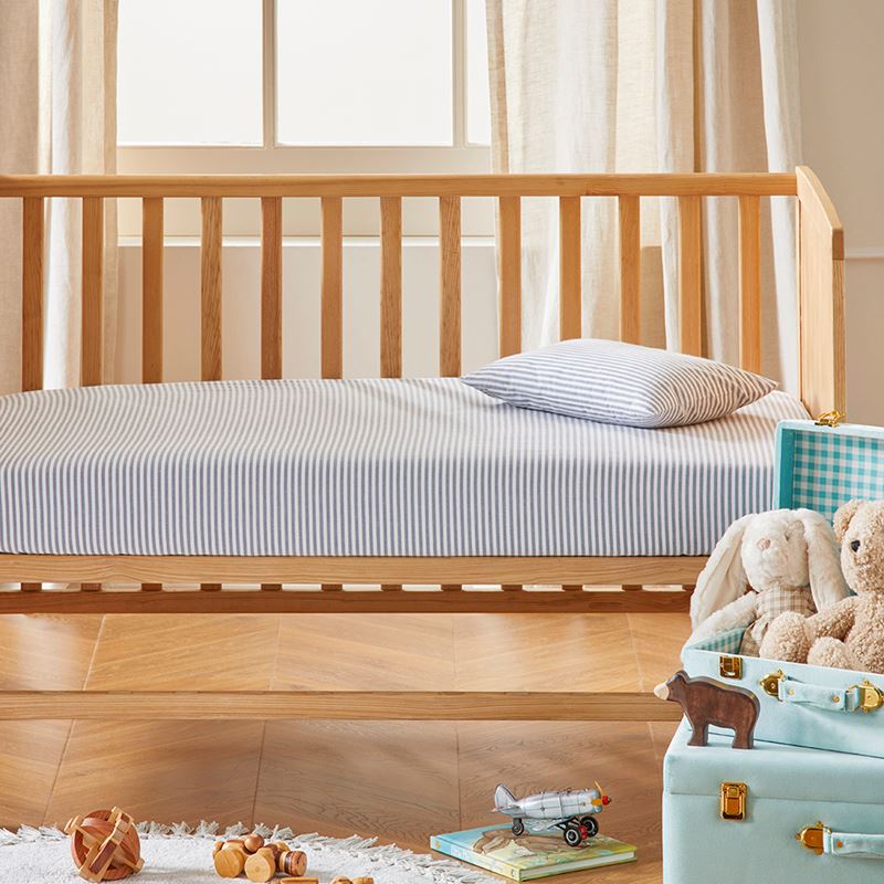 Theodore Yarn Dyed Grey Stripe Fitted Sheet Set