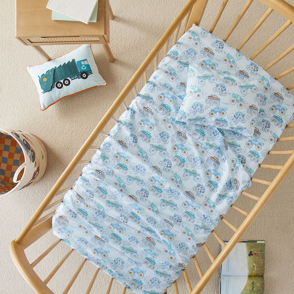 Big Off Road Adventure Blue Cot Sheet Set