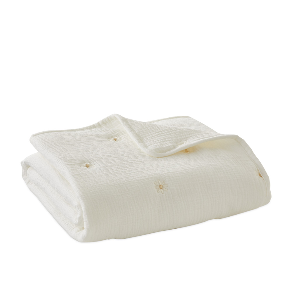 Maxwell Snow Muslin Baby Coverlet