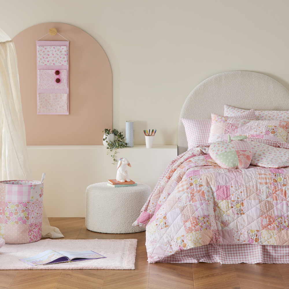 Nola Patchwork Pink Quilted Quilt Cover Set