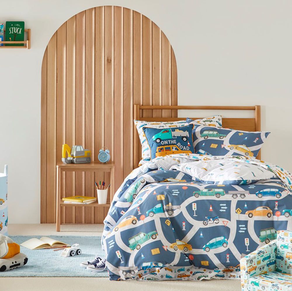 On the Road Steel Blue Quilt Cover Set