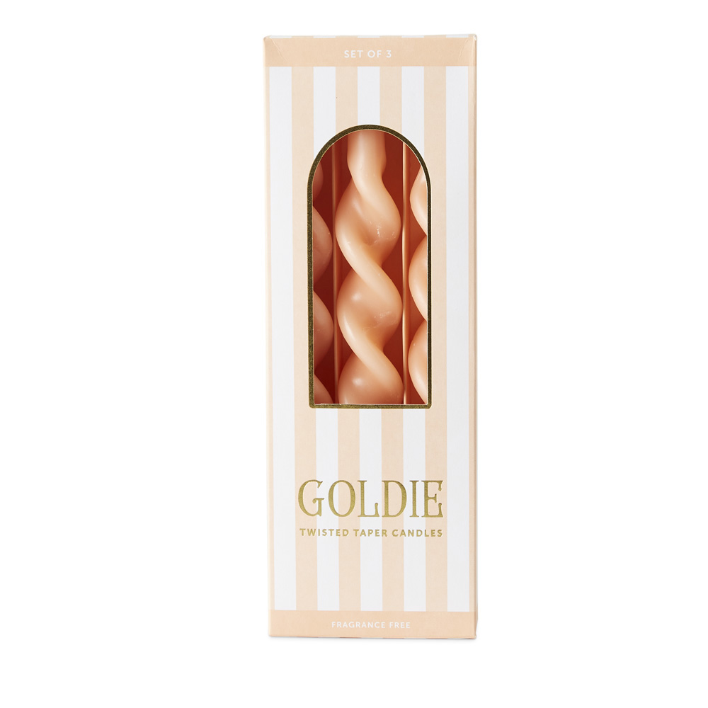 Goldie Peach Taper Candles 3 Pack