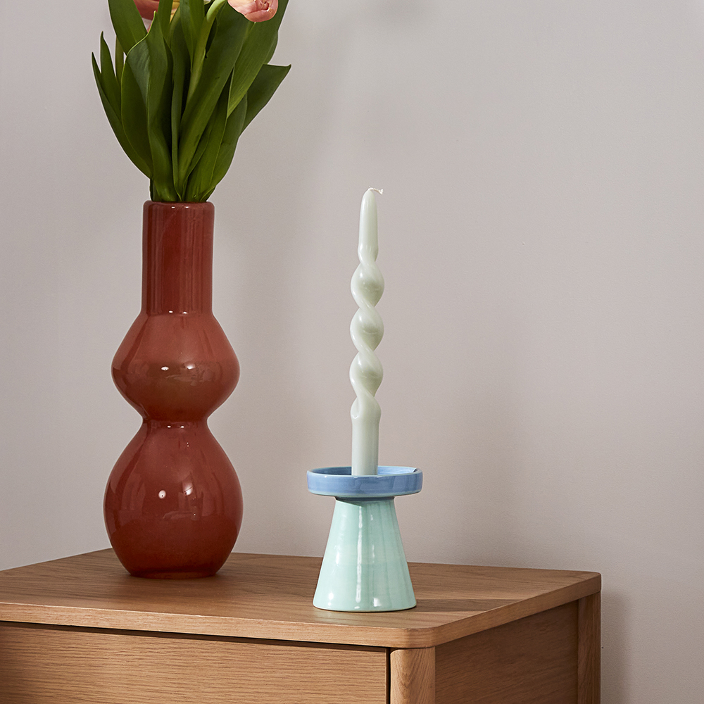 Contrast Mint & Blue Candle Holder
