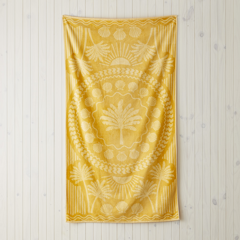 Velour Golden Palm Beach Towel