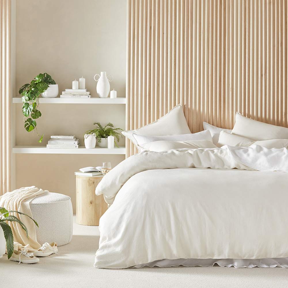 Vintage Washed Linen Pearl Quilt Cover Separates